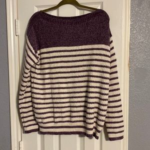 Wishlist purple striped chenille-feel sweater. Size Large.